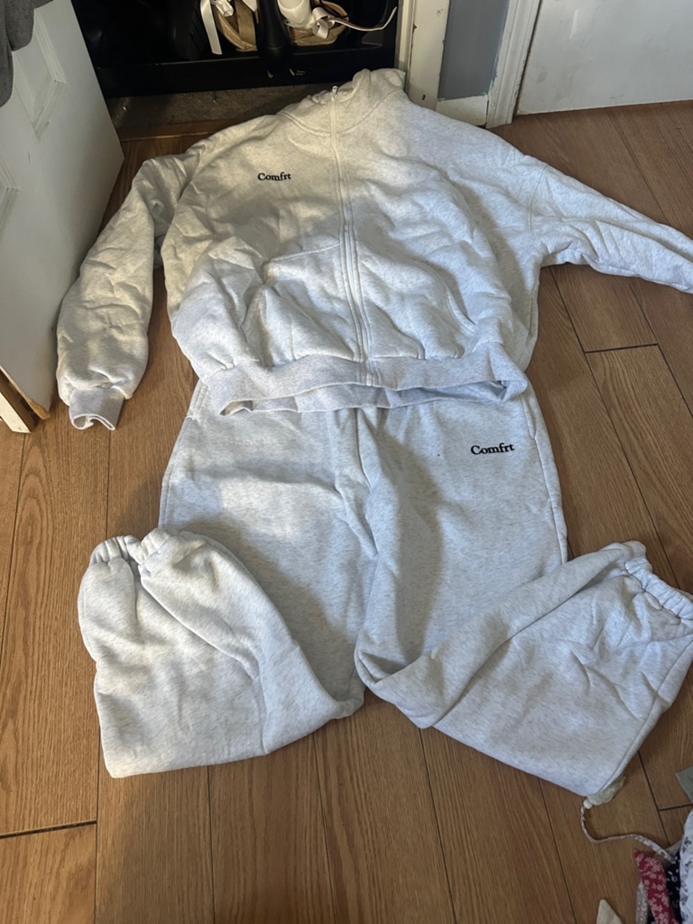 Grey 'Comfit' Cozy Zip Hoodie & Sweatpants Set